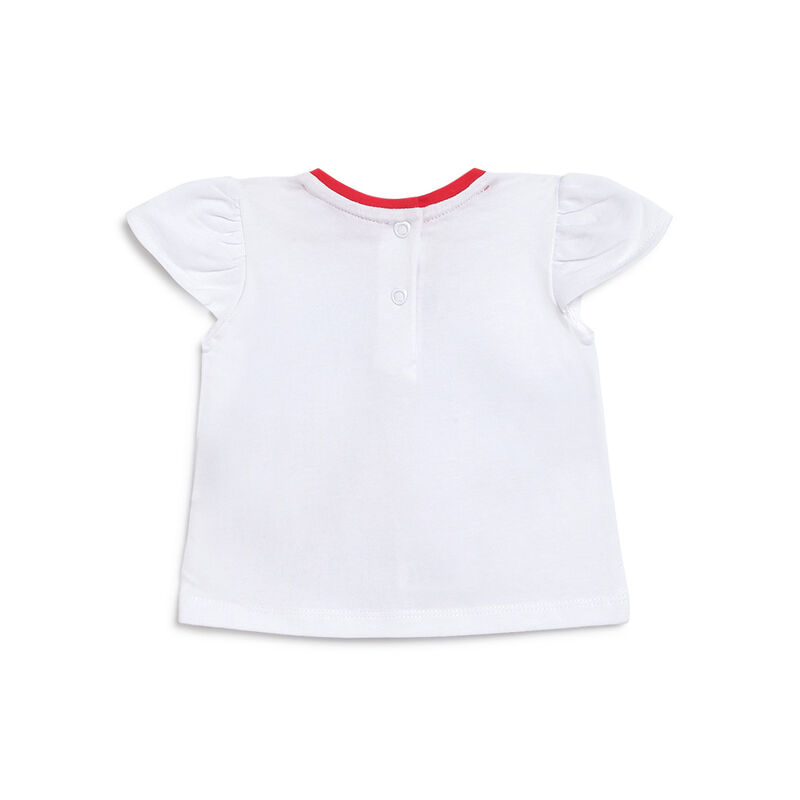 Girls White Printed Short Sleeve T-shirt image number null